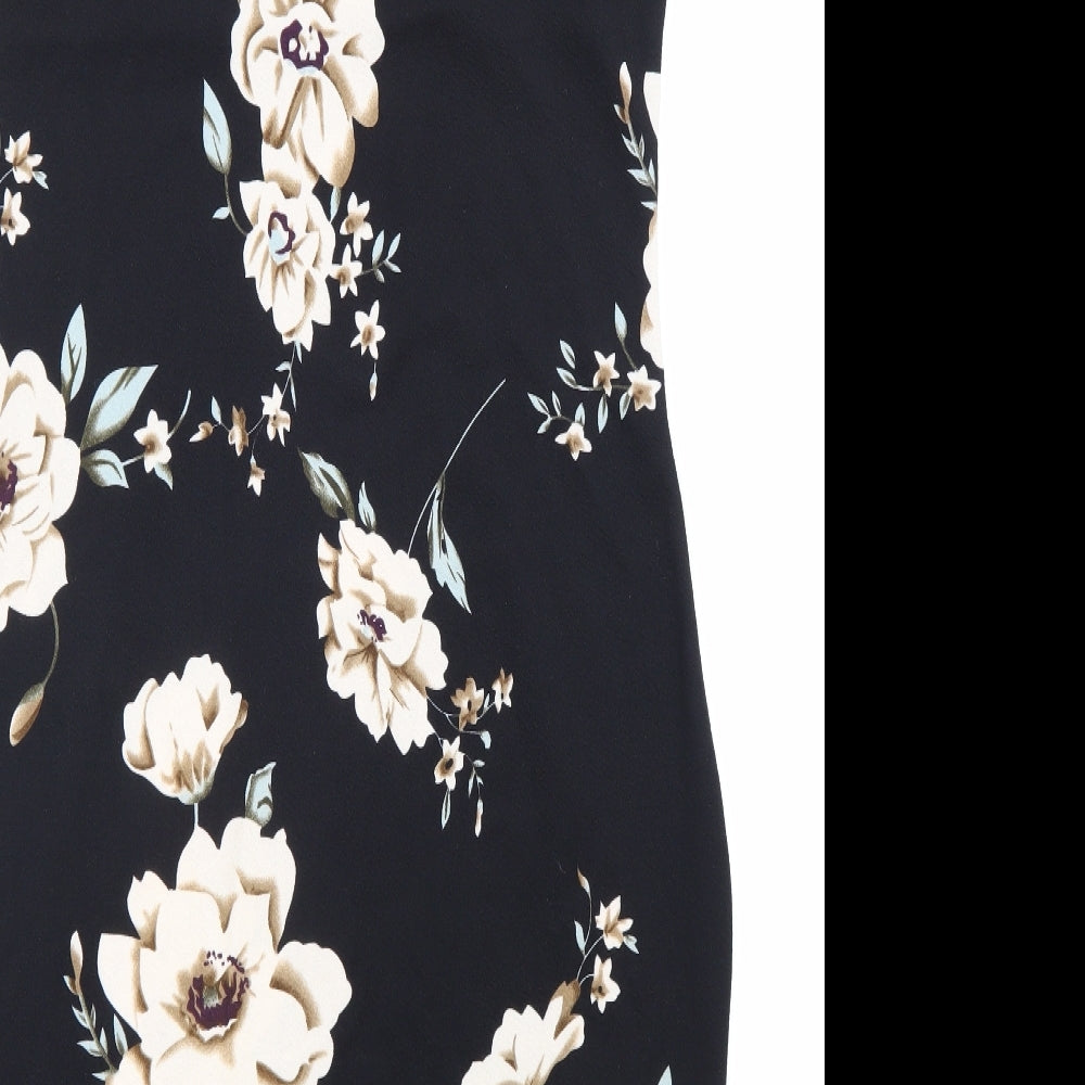 SheIn Womens Black Floral Polyester Pencil Dress Size XL V-Neck Pullover