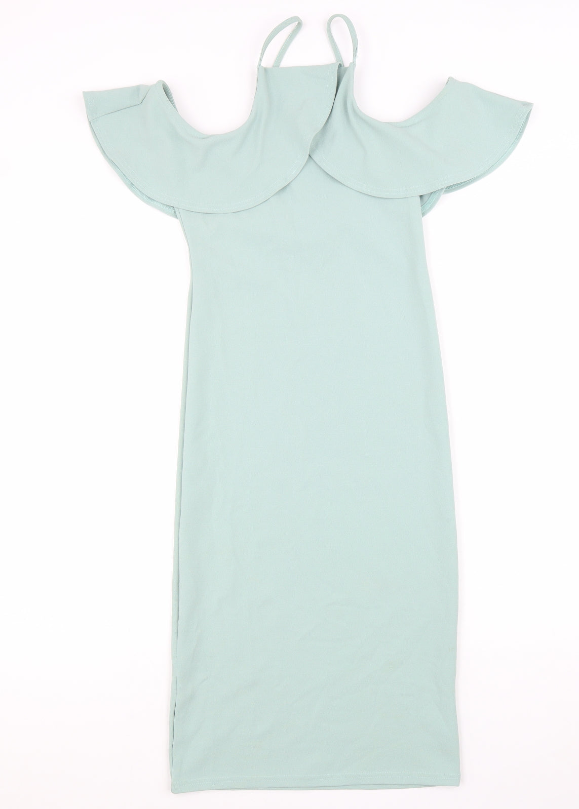 River Island Womens Blue Viscose Bodycon Size 8 Square Neck Pullover - Cold Shoulder