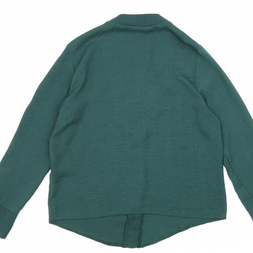 New Look Womens Green Polyester Basic Button-Up Size 6 V-Neck