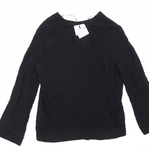 Zara Womens Black Viscose Basic Blouse Size S V-Neck