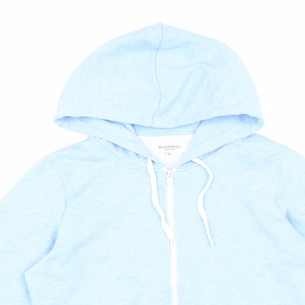 Brookhaven Womens Blue Polyester Full Zip Hoodie Size 10 Zip
