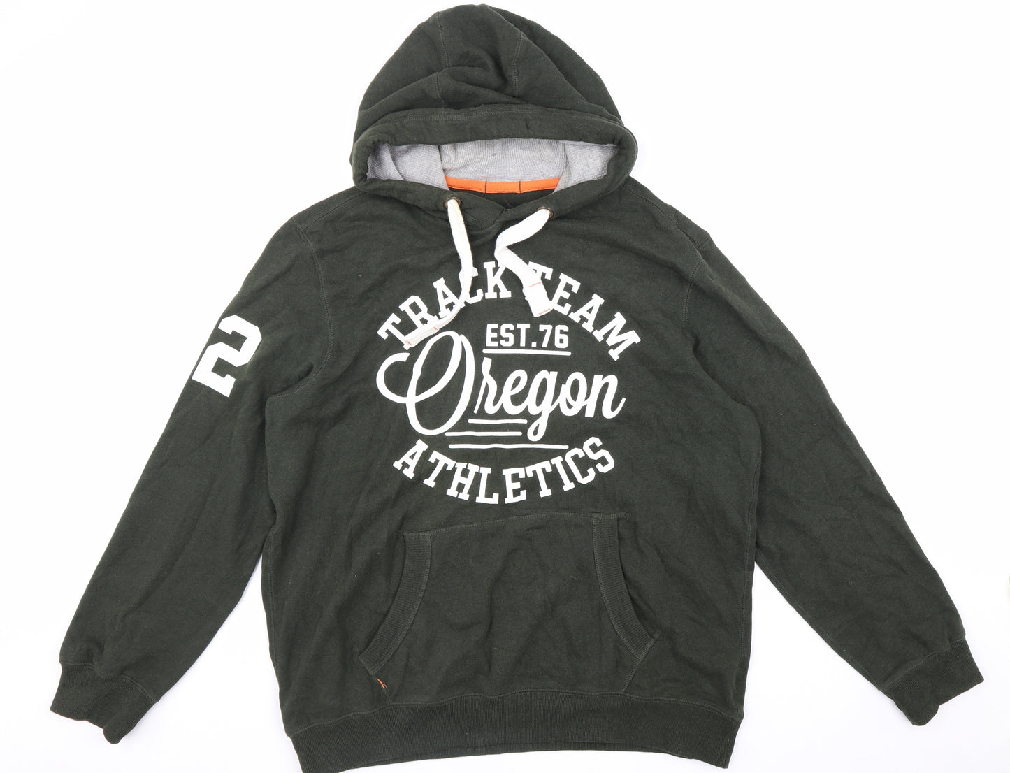 F&F Mens Green Cotton Pullover Hoodie Size XL