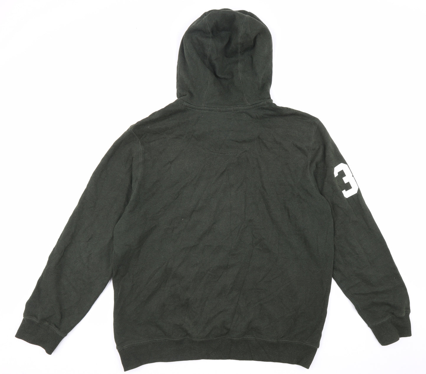 F&F Mens Green Cotton Pullover Hoodie Size XL