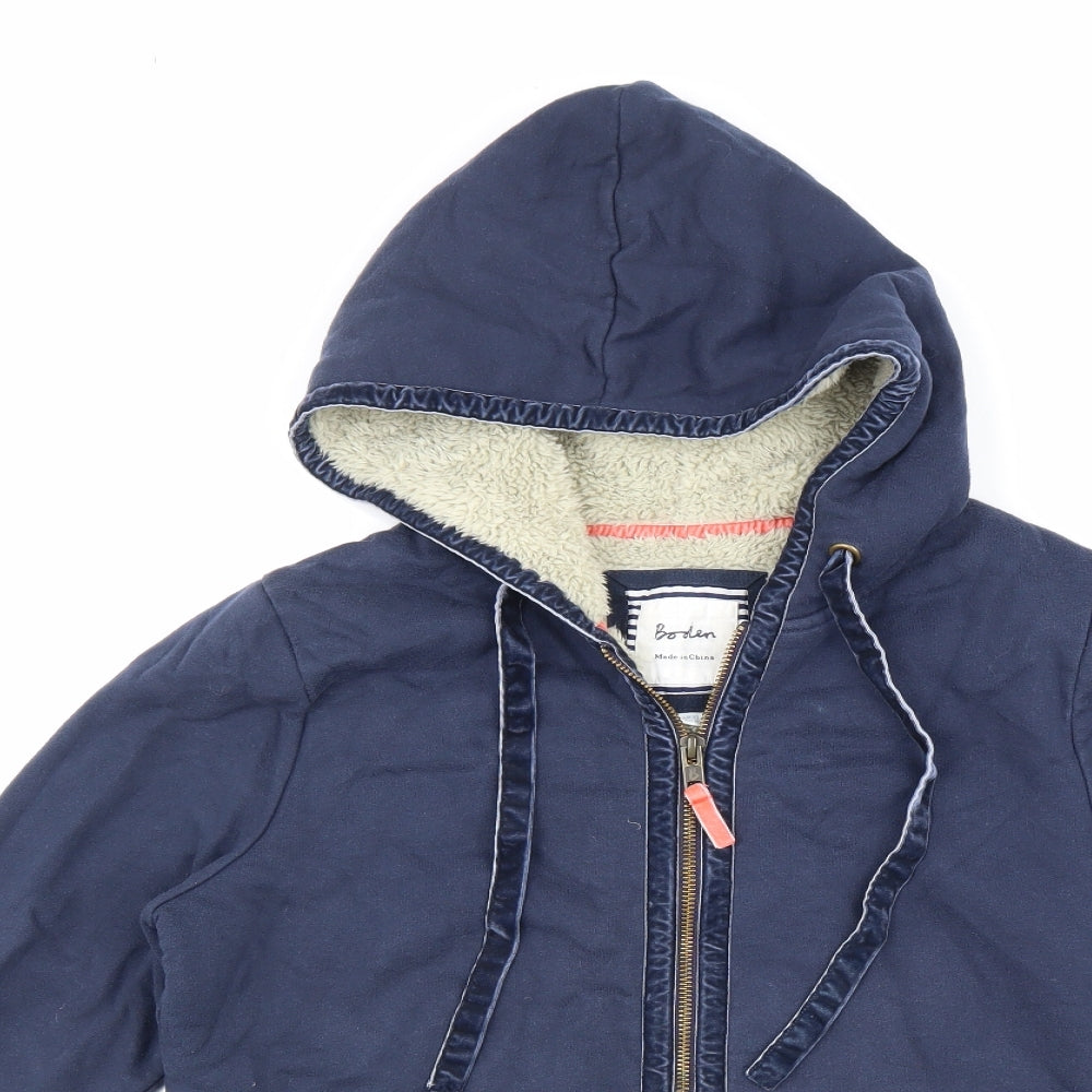 Boden Womens Blue Cotton Full Zip Hoodie Size 10 Zip