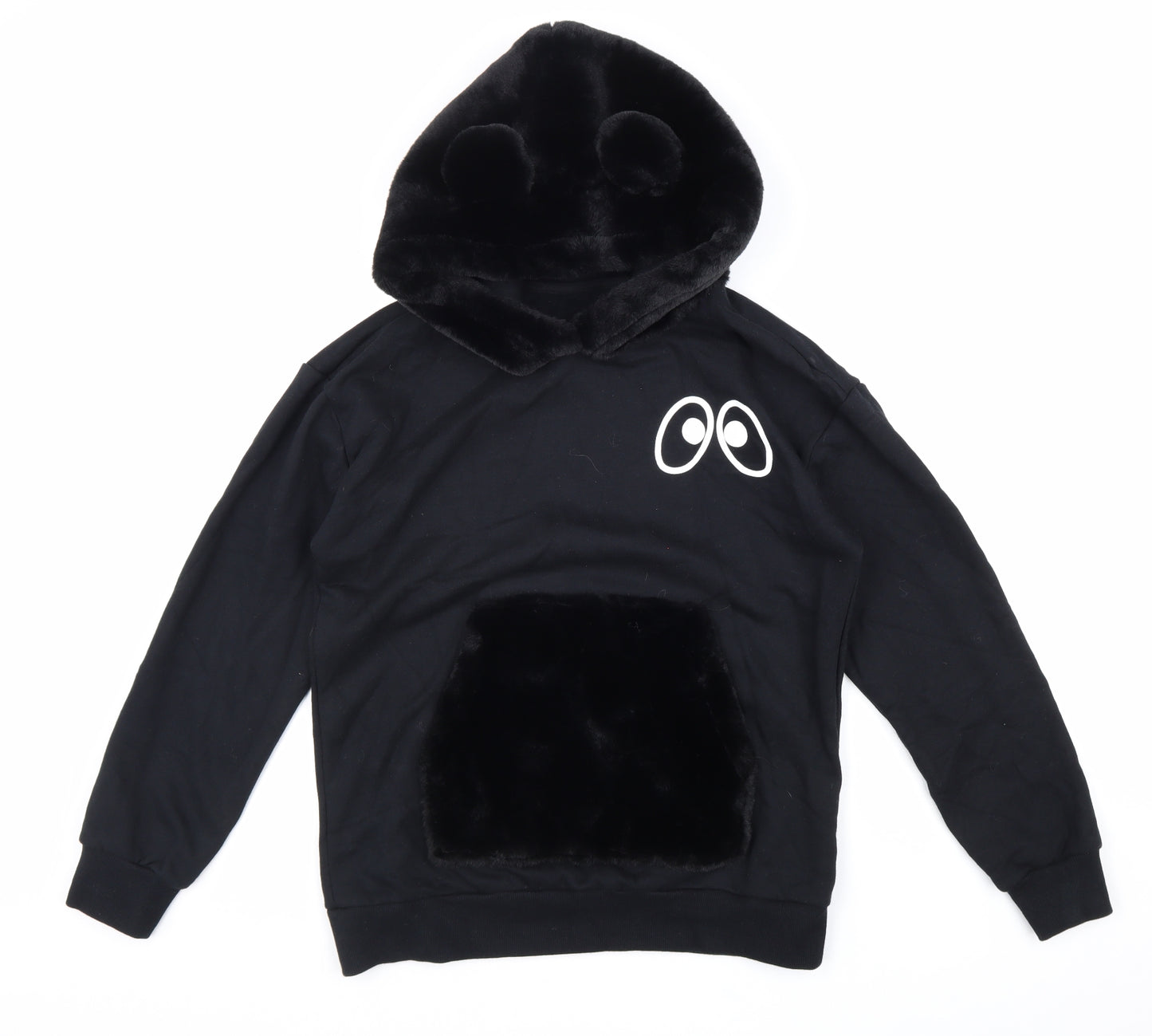 Mini Cream Womens Black Cotton Pullover Hoodie Size M Pullover