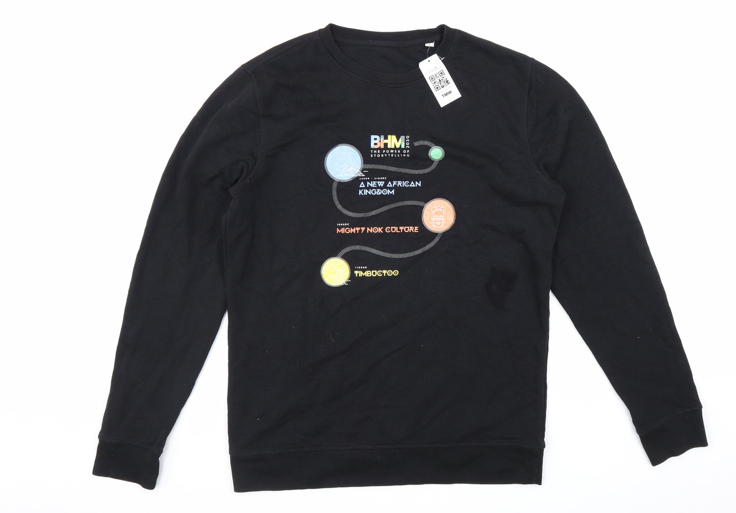 Preworn Mens Black Herringbone Polyester Pullover Sweatshirt Size L