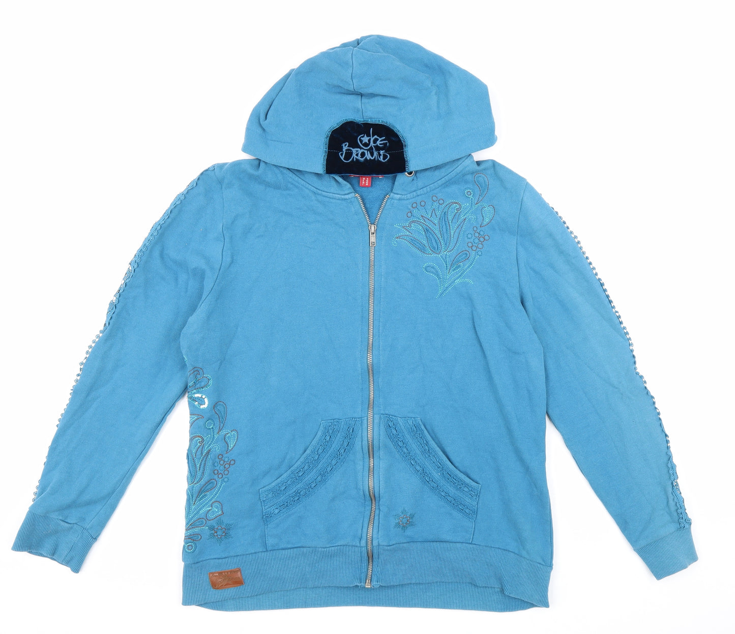 Joe Browns Womens Blue Cotton Full Zip Hoodie Size 16 Zip