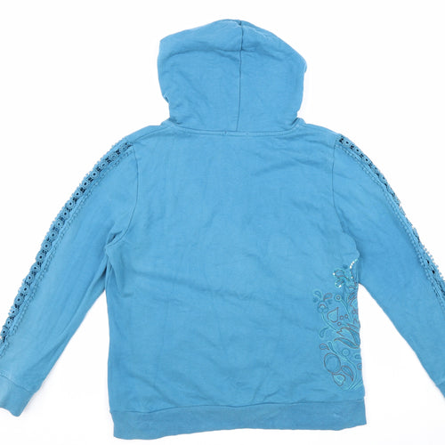 Joe Browns Womens Blue Cotton Full Zip Hoodie Size 16 Zip
