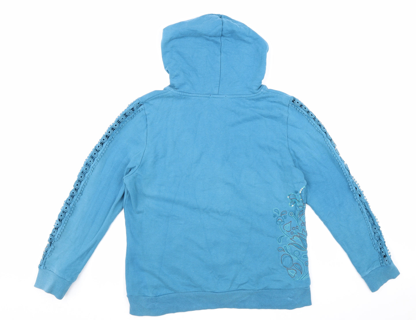 Joe Browns Womens Blue Cotton Full Zip Hoodie Size 16 Zip