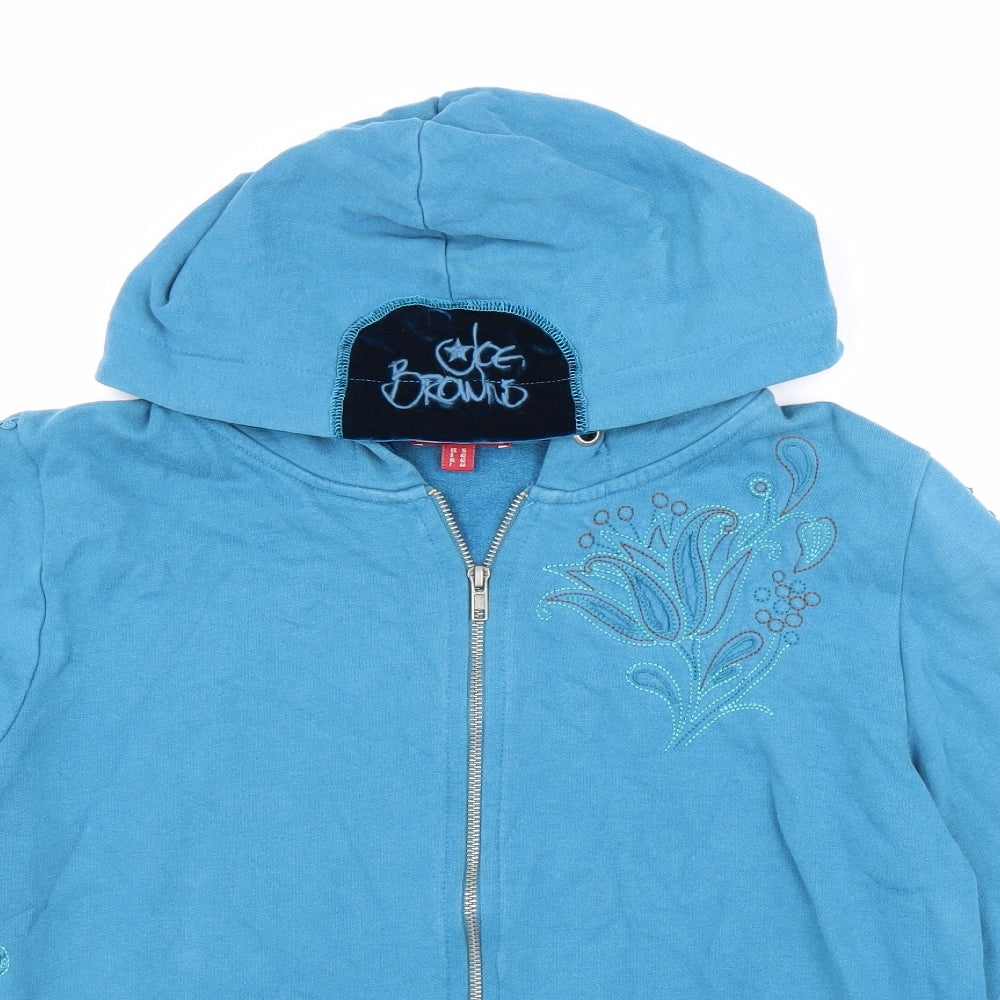 Joe Browns Womens Blue Cotton Full Zip Hoodie Size 16 Zip