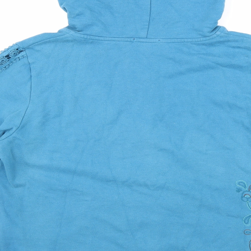 Joe Browns Womens Blue Cotton Full Zip Hoodie Size 16 Zip