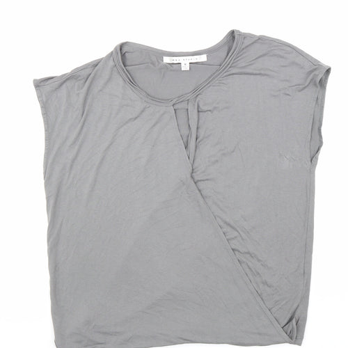 Max Studio Womens Grey Viscose Basic T-Shirt Size M Scoop Neck