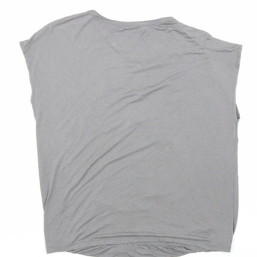 Max Studio Womens Grey Viscose Basic T-Shirt Size M Scoop Neck