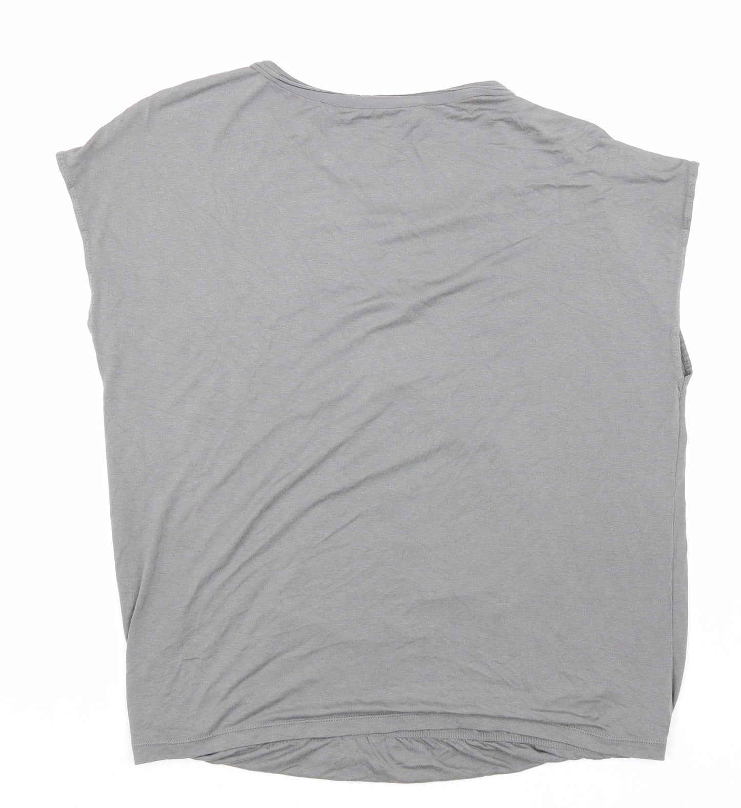 Max Studio Womens Grey Viscose Basic T-Shirt Size M Scoop Neck