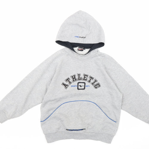 Goula Boys Grey Cotton Pullover Hoodie Size 10-11 Years Pullover - Athletic