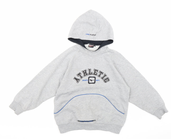 Goula Boys Grey Cotton Pullover Hoodie Size 10-11 Years Pullover - Athletic