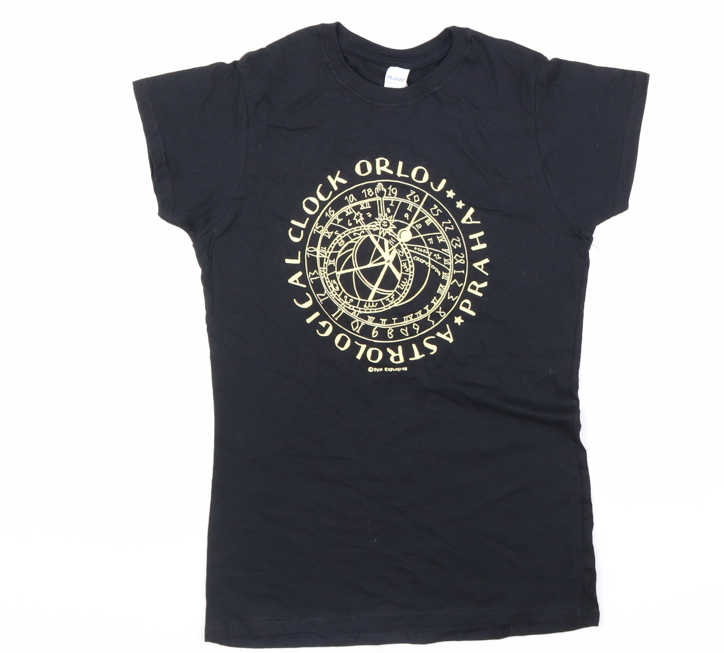 Gildan Womens Black 100% Cotton Basic T-Shirt Size M Round Neck