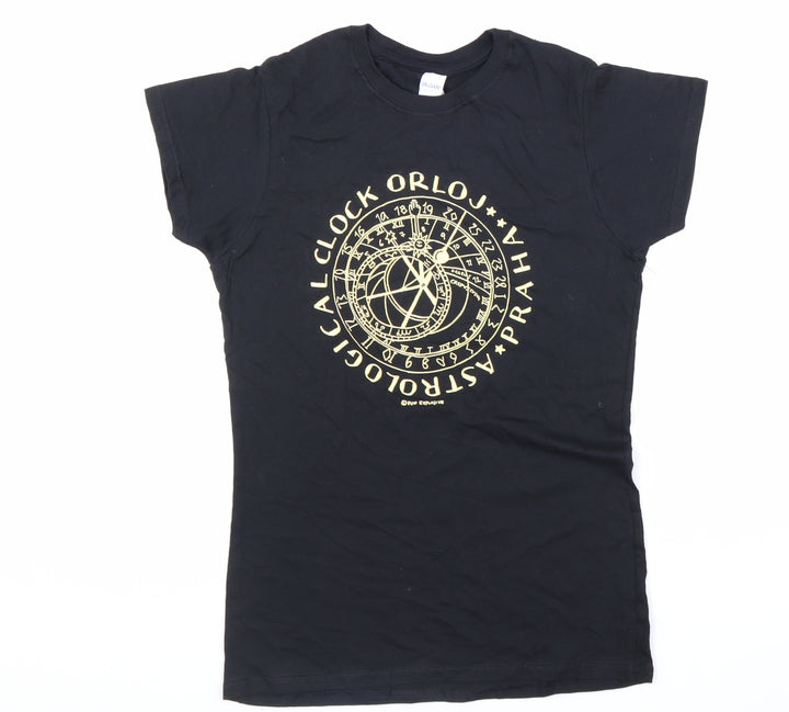 Gildan Womens Black 100% Cotton Basic T-Shirt Size M Round Neck