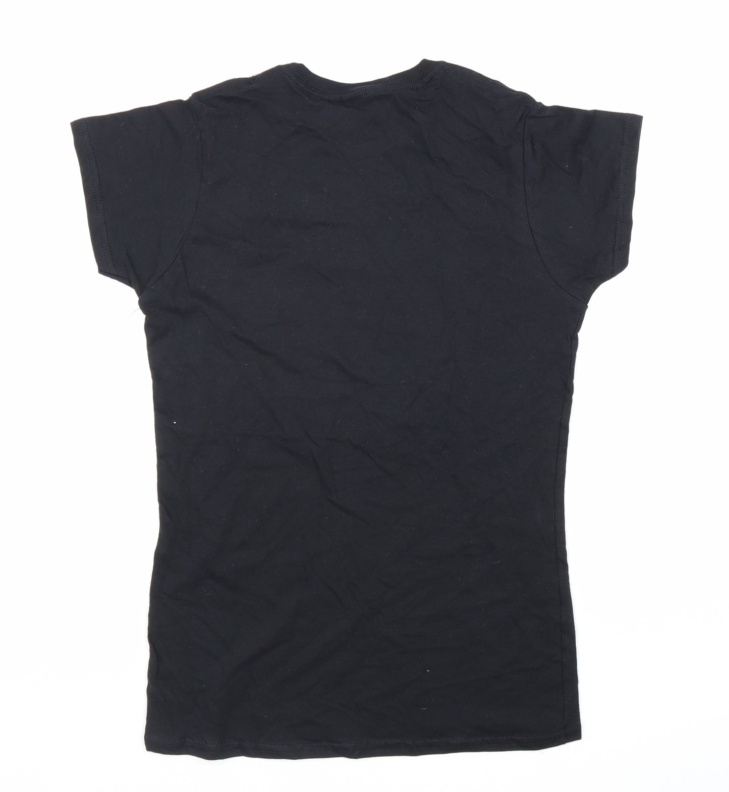 Gildan Womens Black 100% Cotton Basic T-Shirt Size M Round Neck