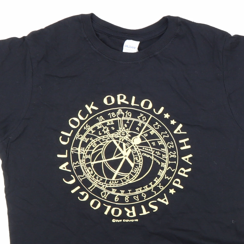 Gildan Womens Black 100% Cotton Basic T-Shirt Size M Round Neck