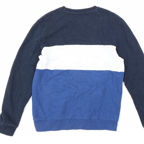 Selected Mens Blue Striped Cotton Pullover Sweatshirt Size M