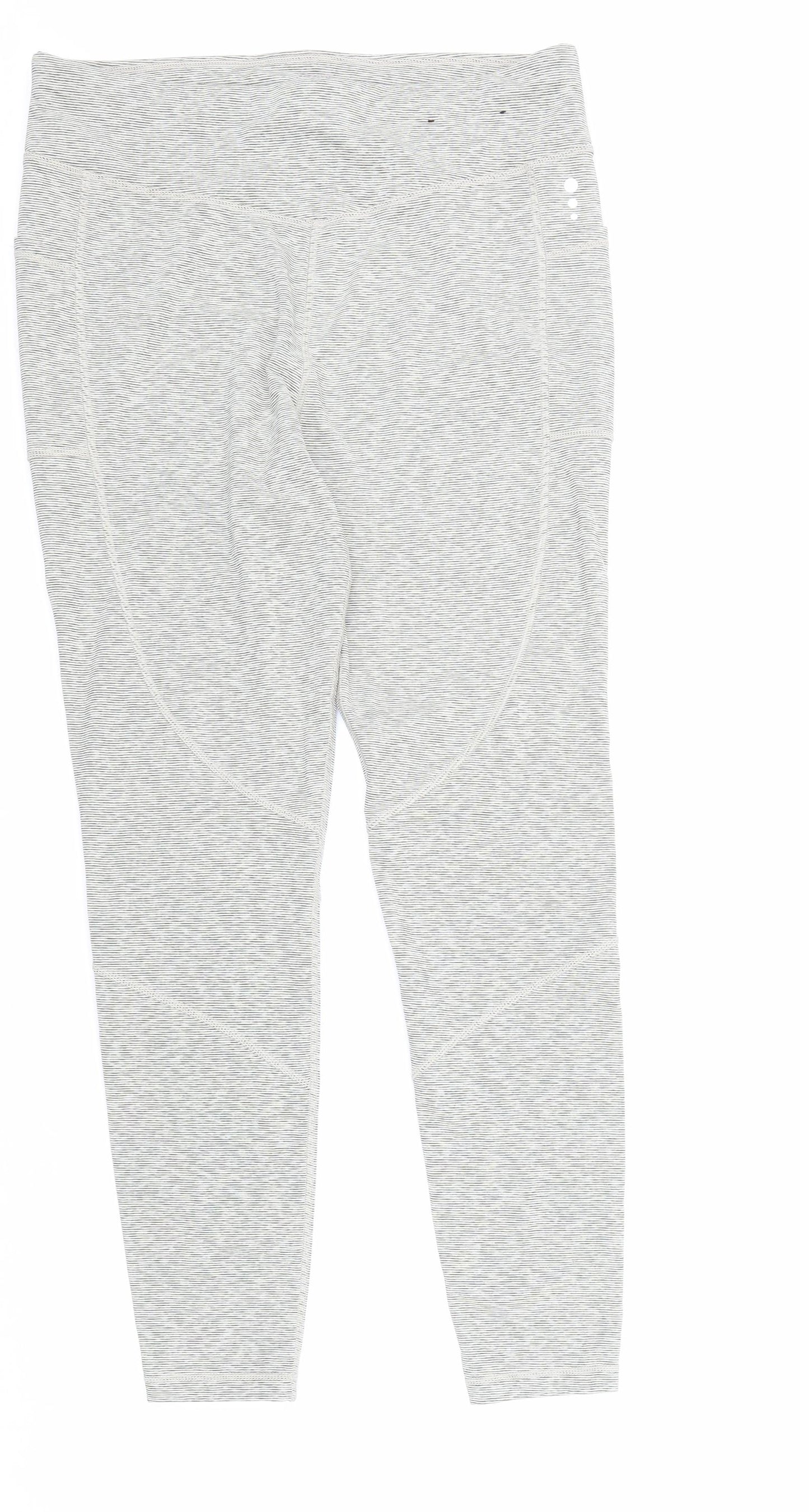 TU Womens Grey Striped Polyester Jogger Leggings Size 14 L27 in