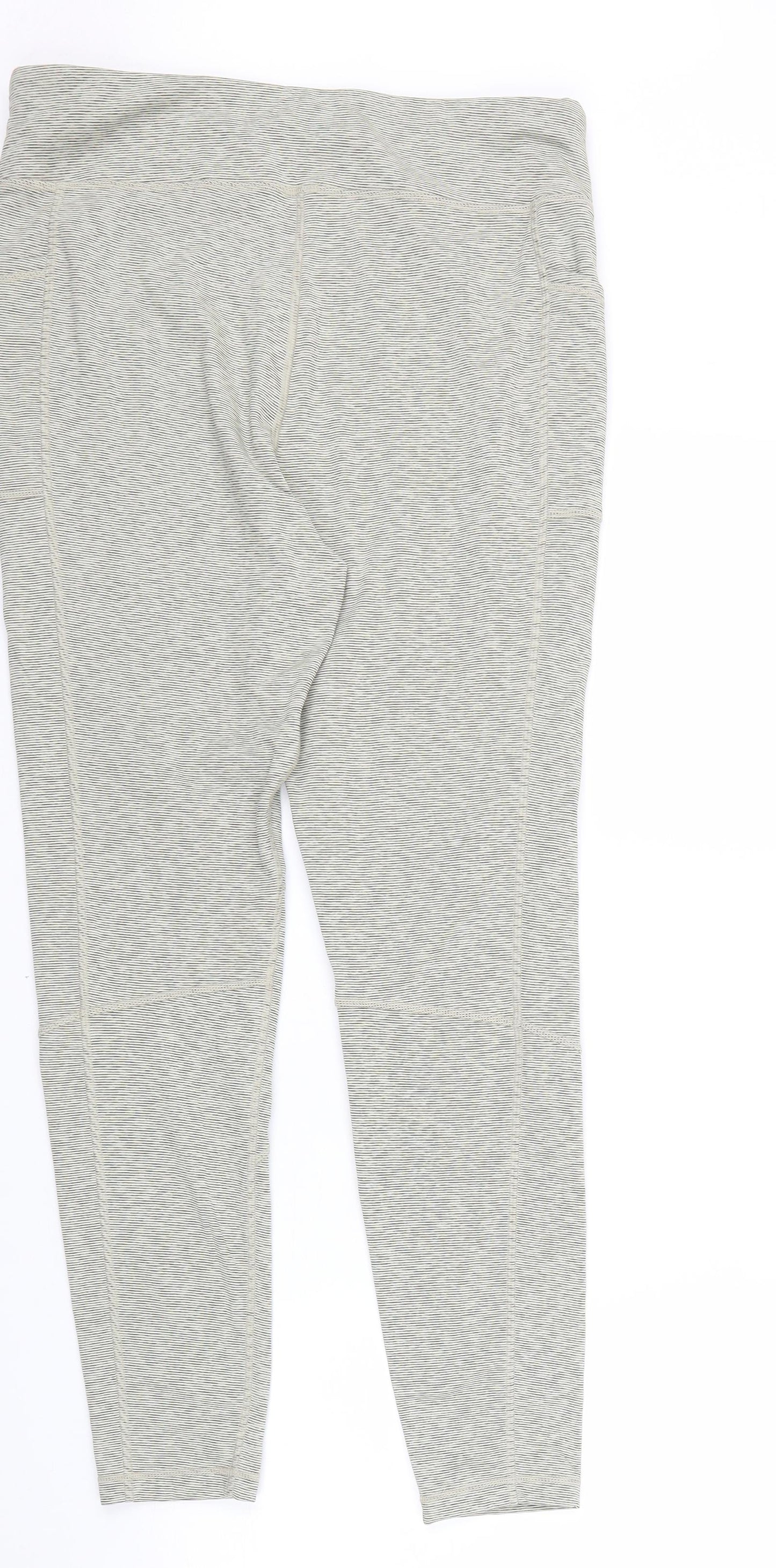 TU Womens Grey Striped Polyester Jogger Leggings Size 14 L27 in