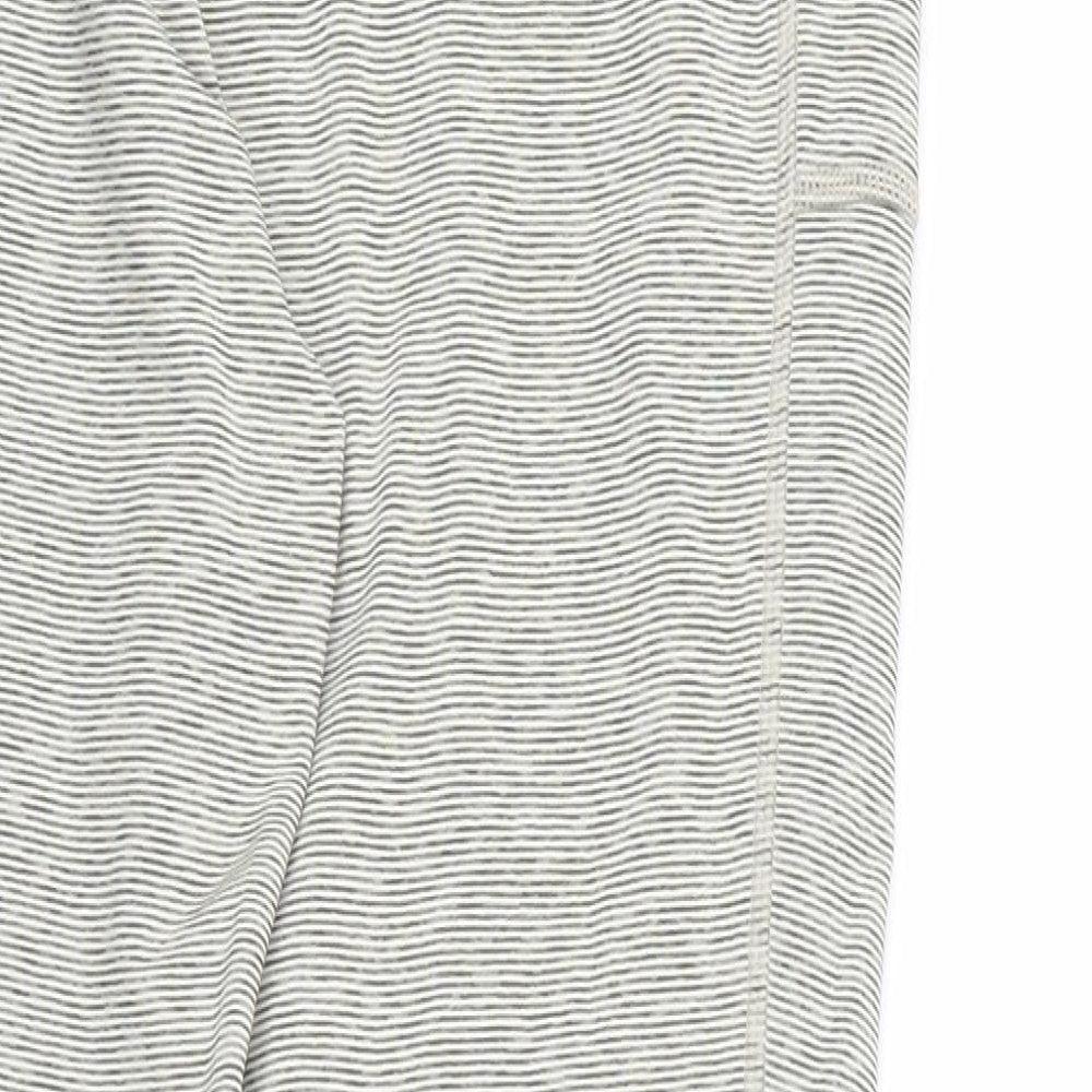 TU Womens Grey Striped Polyester Jogger Leggings Size 14 L27 in