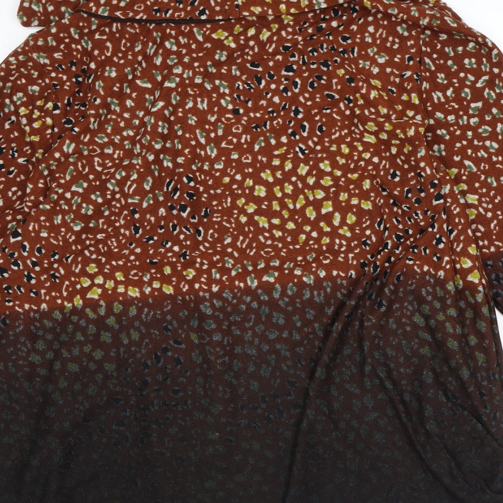 Klass Womens Orange Roll Neck Animal Print Polyester Pullover Jumper Size XL - Leopard Print Tunic
