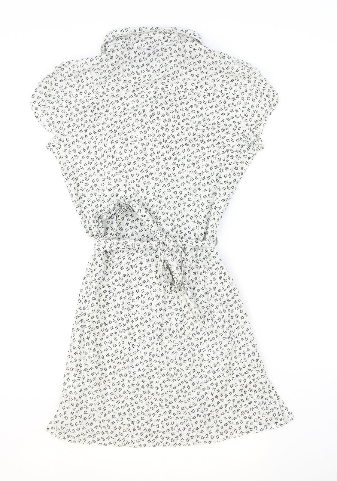 River Island Womens Ivory Floral 100% Cotton A-Line Size 8 Collared Button