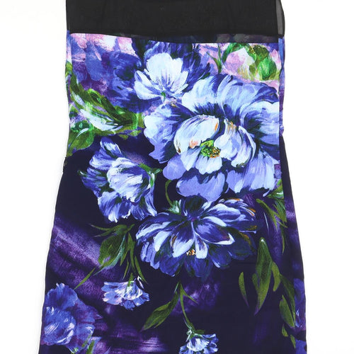 Billie & Blossom Womens Black Floral Polyester Shift Size 6 Round Neck Pullover