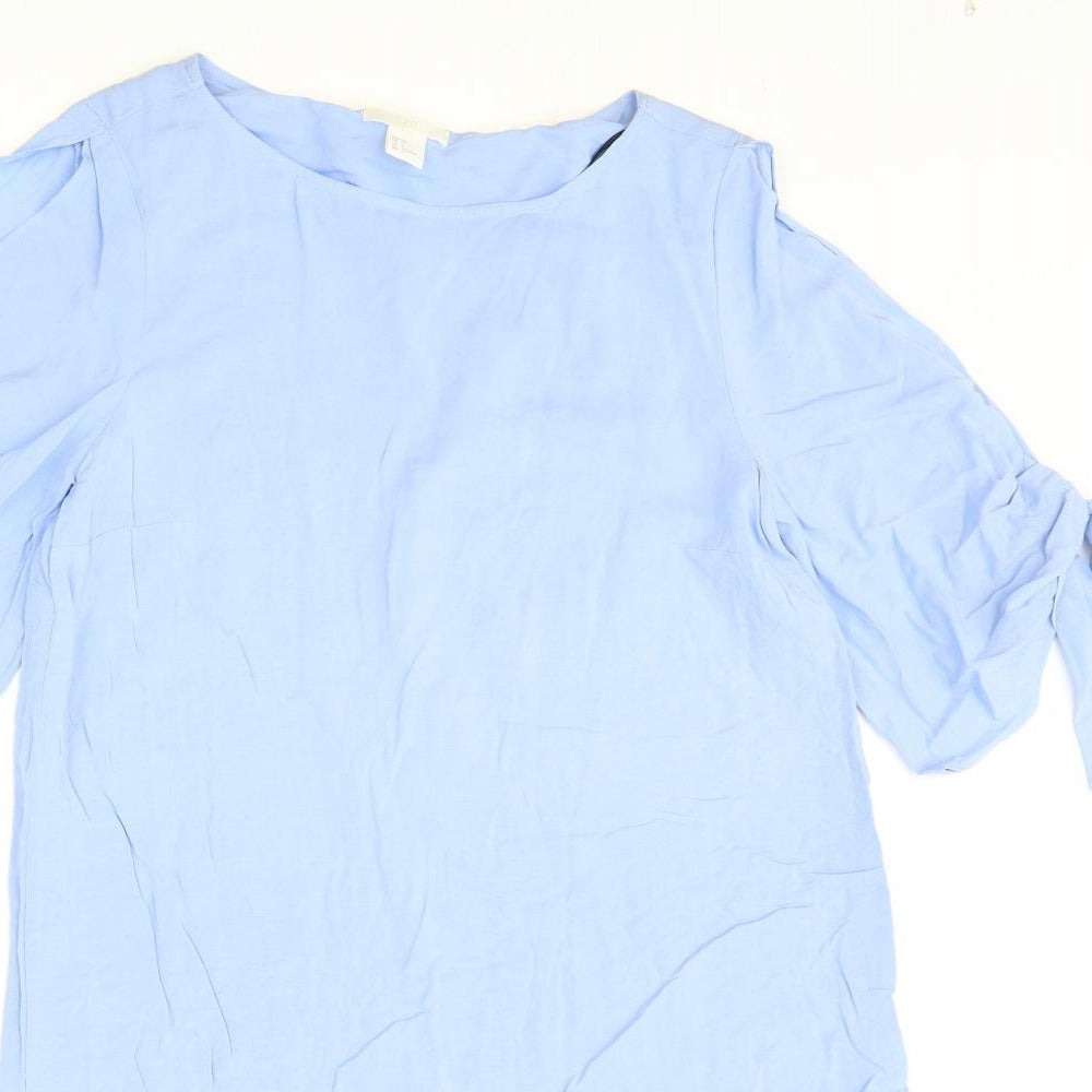 H&M Womens Blue Viscose Shift Size 12 Round Neck Pullover