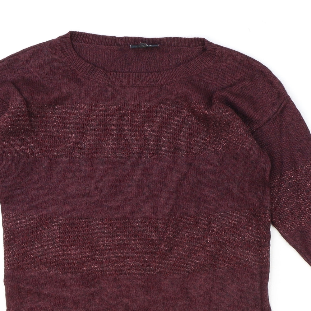NEXT Womens Red Boat Neck Viscose Pullover Jumper Size 8