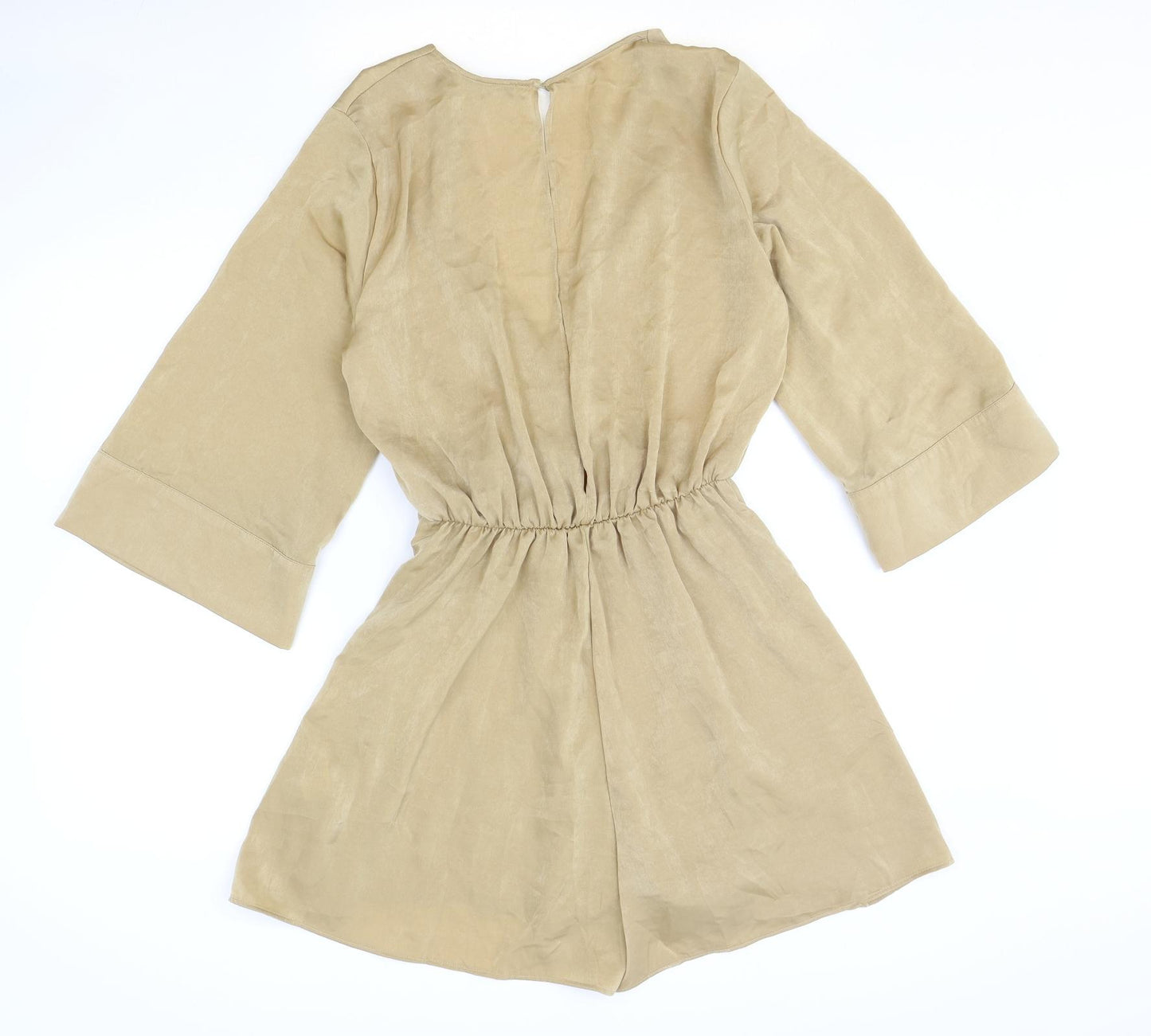 Zara Womens Brown Polyester Playsuit One-Piece Size M Button