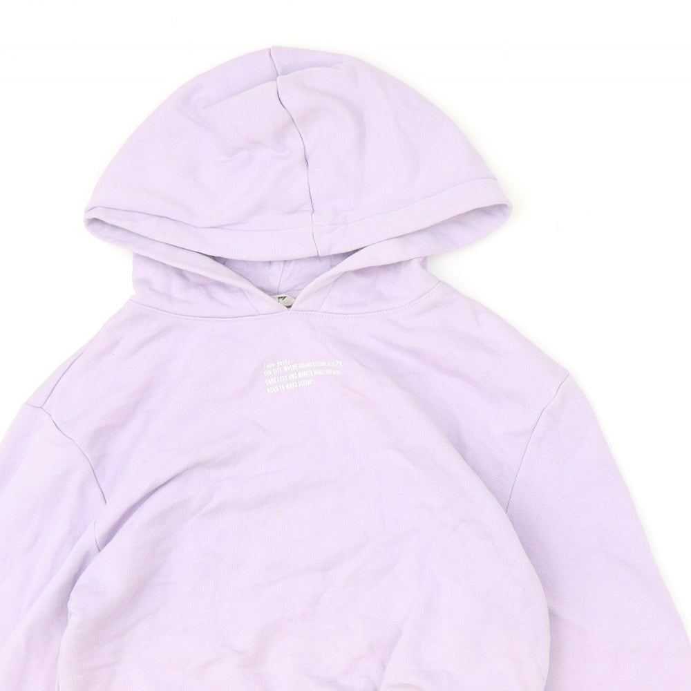 H&M Girls Purple Cotton Pullover Hoodie Size 11-12 Years Pullover