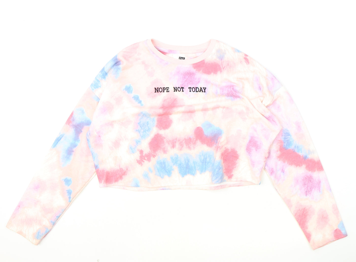 F&F Girls Multicoloured Geometric Cotton Pullover Sweatshirt Size 11-12 Years Pullover - Tie Dye