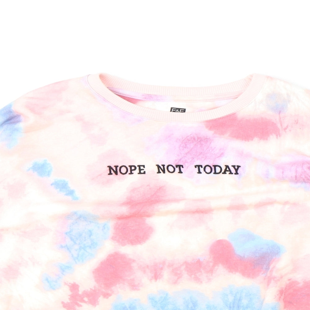 F&F Girls Multicoloured Geometric Cotton Pullover Sweatshirt Size 11-12 Years Pullover - Tie Dye