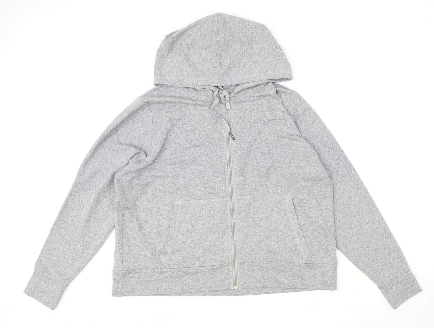 Marks and Spencer Womens Grey Cotton Full Zip Hoodie Size 18 Zip