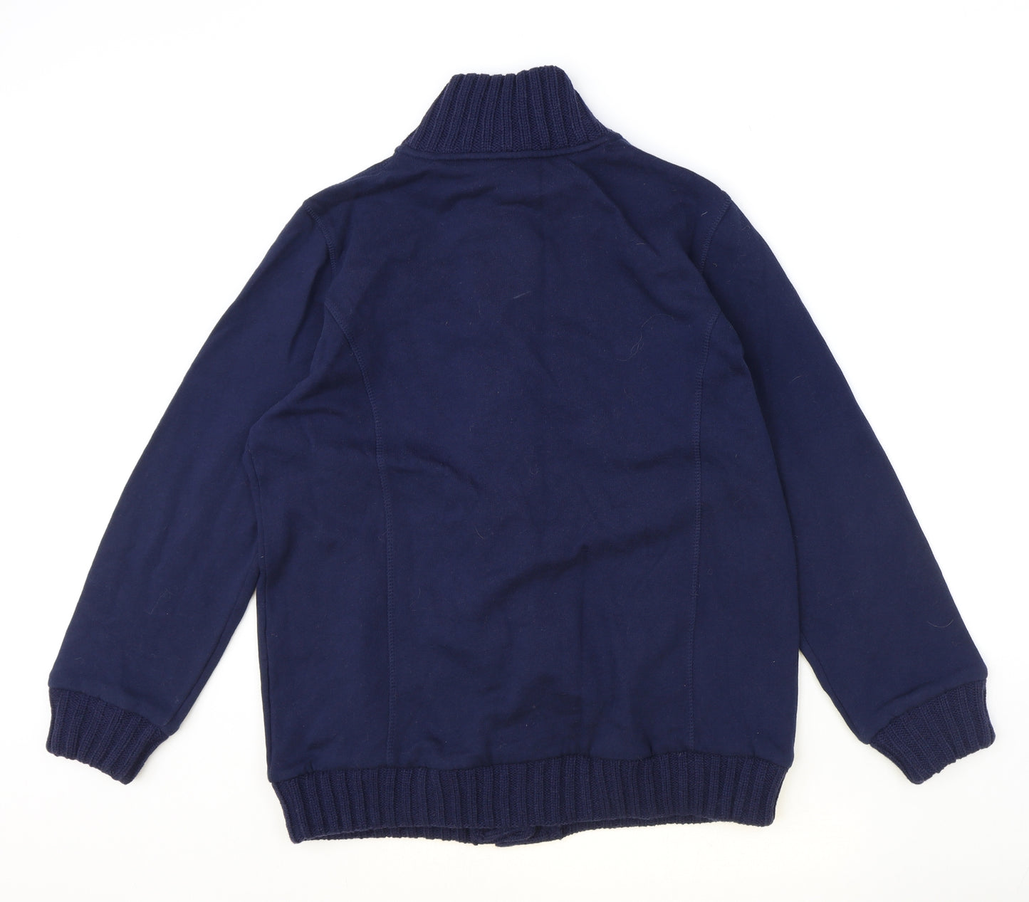 Damart Womens Blue Mock Neck Cotton Cardigan Jumper Size M
