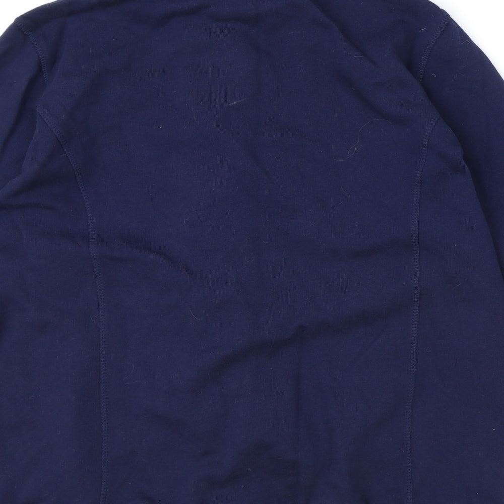 Damart Womens Blue Mock Neck Cotton Cardigan Jumper Size M