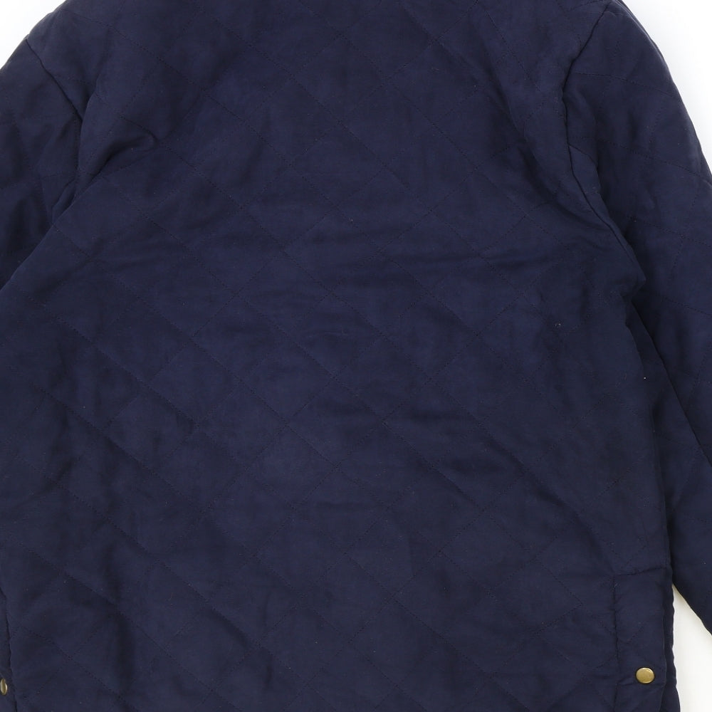 Hogs of Fire Mens Blue Quilted Jacket Size M Zip