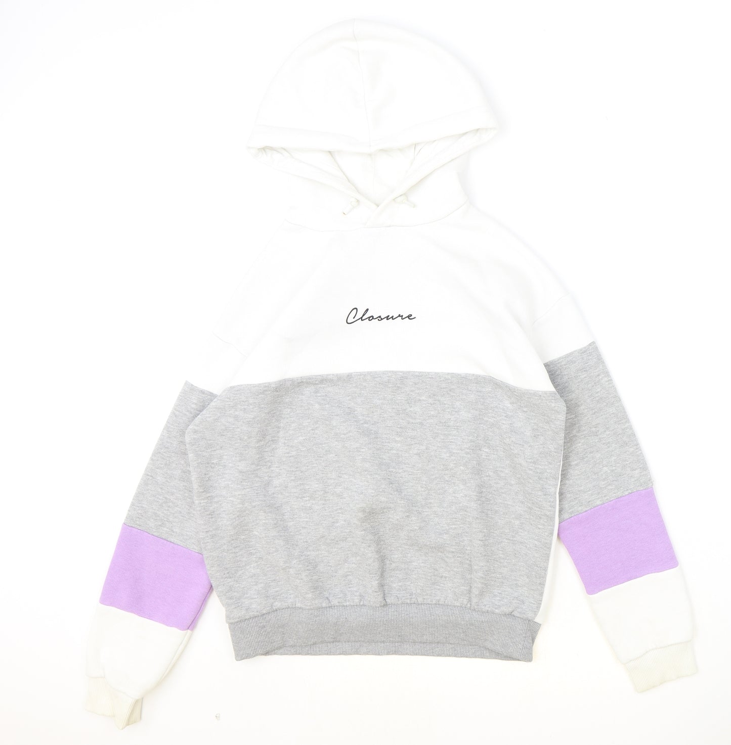 Closure Womens Multicoloured Colourblock Cotton Pullover Hoodie Size 8 Pullover