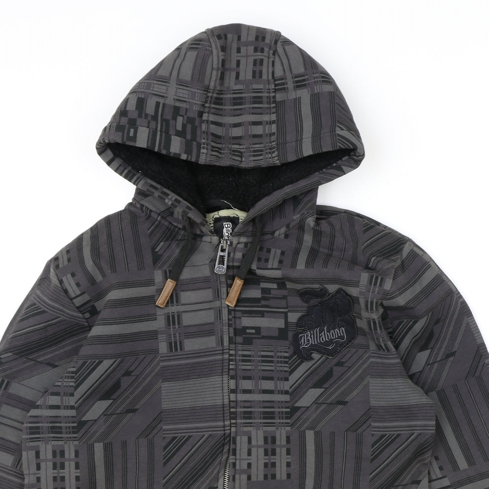 Billabong Mens Grey Geometric Cotton Full Zip Hoodie Size M