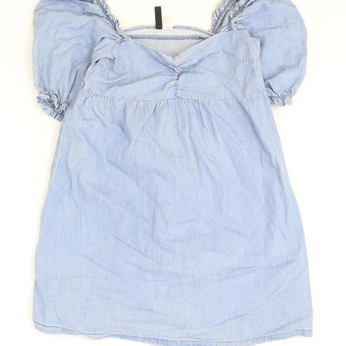 H&M Womens Blue Cotton Mini Size 12 Sweetheart Pullover