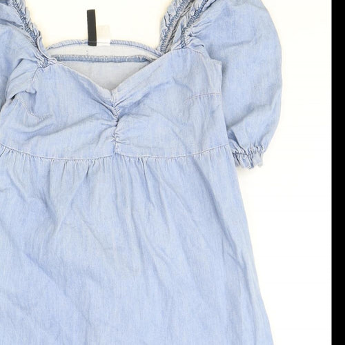 H&M Womens Blue Cotton Mini Size 12 Sweetheart Pullover
