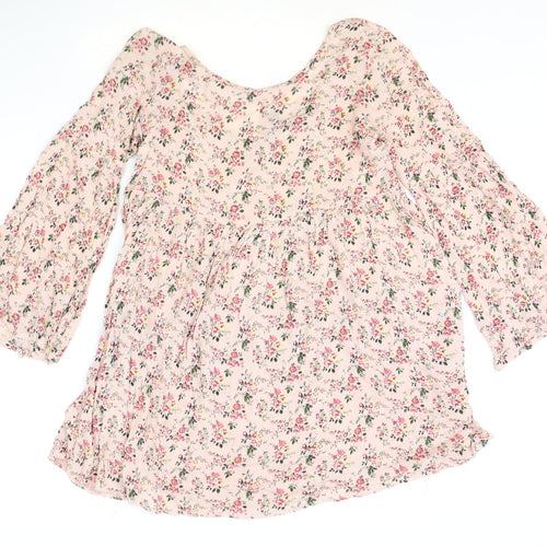 Atmosphere Womens Pink Floral Viscose Trapeze & Swing Size 12 Scoop Neck Pullover