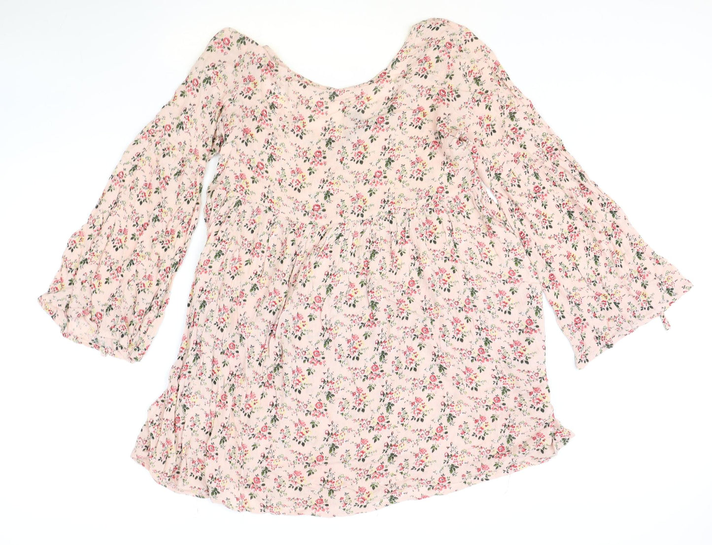 Atmosphere Womens Pink Floral Viscose Trapeze & Swing Size 12 Scoop Neck Pullover