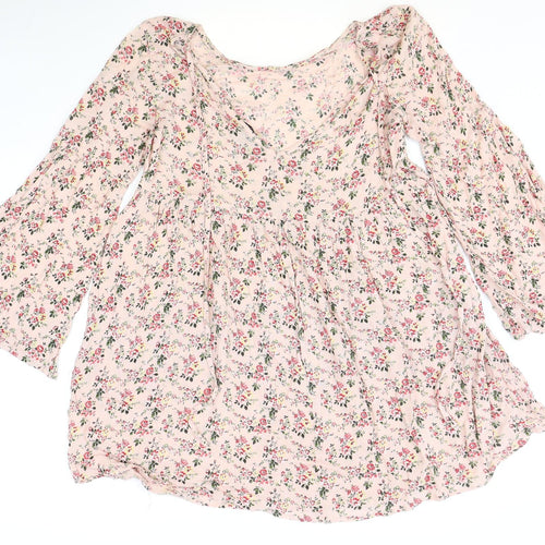 Atmosphere Womens Pink Floral Viscose Trapeze & Swing Size 12 Scoop Neck Pullover