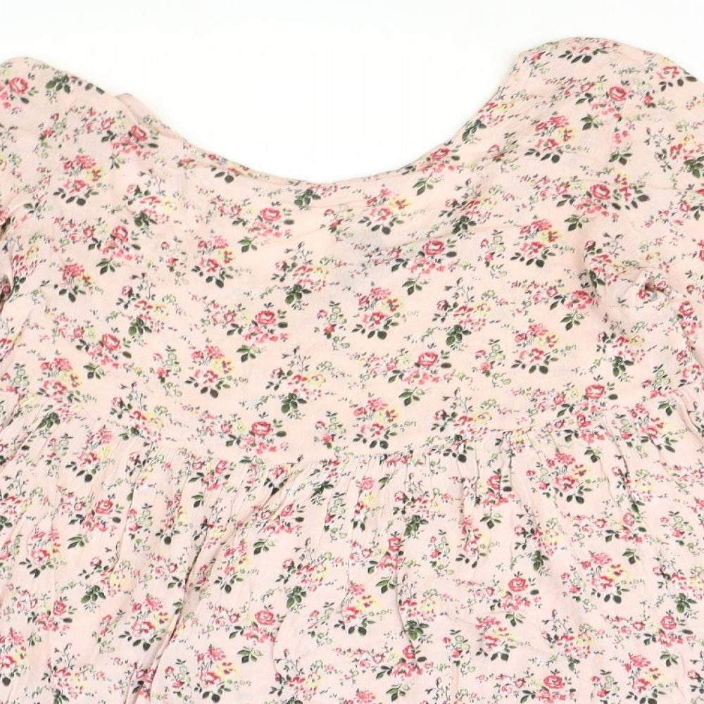 Atmosphere Womens Pink Floral Viscose Trapeze & Swing Size 12 Scoop Neck Pullover