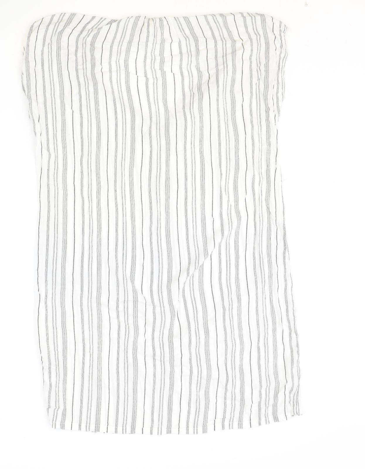 H&M Womens Ivory Striped Viscose A-Line Size 8 V-Neck Button